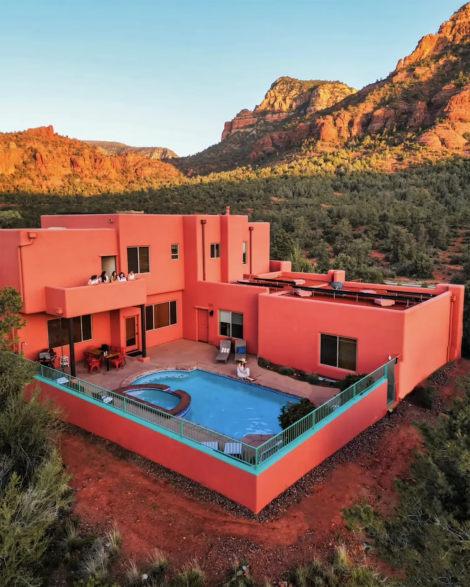Luxury family vacation rental in Sedona with heated pool, private hot tub, and panoramic red rock views